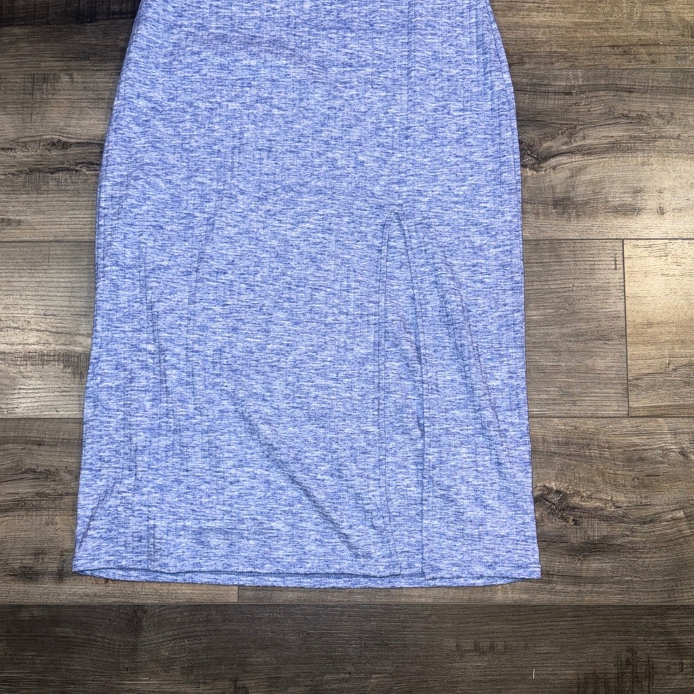 Aerie Blue Heather Maxi Dress Womens Small Petite Racerback Cutout Side Slit - Picture 2 of 10